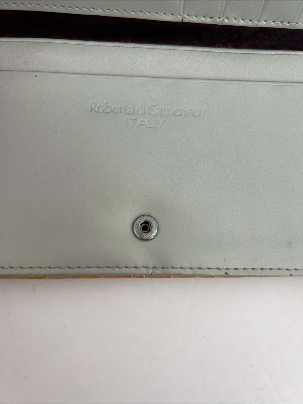 Vintage Roberta di Camerino Croc Embossed Wallet Beige Ivory RC Logo w/ COA - Picture 7 of 11